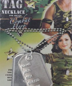 Combat Hero Dog Tag Costume Necklace Accessory | Adult | Unisex | Gray | One-Size | Fun Costumes